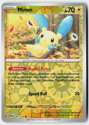Minun 061/182 Common Paradox Rift Pokemon Reverse Holo Near Mint
