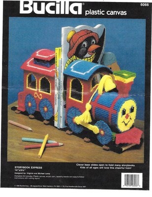 STORYBOOK EXPRESS BOOK ENDS  7ct plastic canvas  PATTERN  (#TF0672)