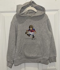POLO Ralph Lauren Polo Bear Football Hoodie Pullover Boys Size 6 Gray See Photos