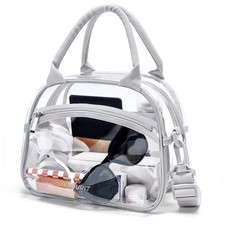 Lunch Bag Small Clear Work See through Plastic Box Adjustable Strap Bag Reusable