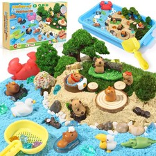 85 Pcs Animal Sensory Bin Toys Play Sand Kit Sandbox Color Sand Molds Pretend...