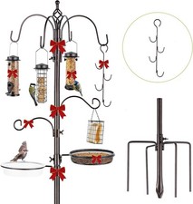 Outdoor Bird Feeder Station with Hooks and Bowl