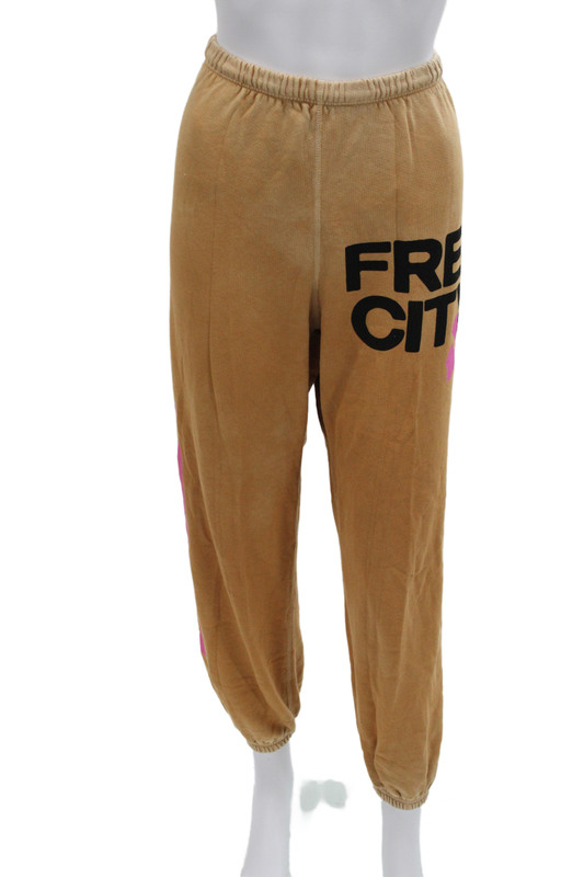FREE CITY Unisex Tan Graphic Cotton Jogger Sweatpants Size M