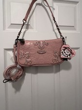 Ed Hardy Crossbody Peach With Charms Skull Bones EH Rhinestones Shoulder Strap