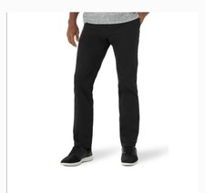 Lee Men's Black Active Stretch Motion Flex Waistband Slim Straight Pants 32x30