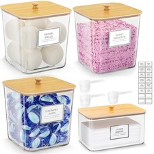 Laundry Pods Storage Container, 3 1 Clear Storage Bins with Lids for Detergen...