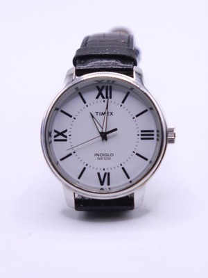 2011 Timex Classic Roman  Mens White Indiglo 42mm  Quartz Watch Runs TWEG18304
