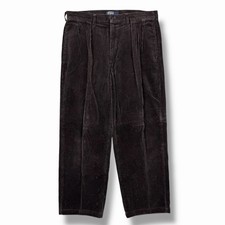 Vintage Polo Ralph Lauren Andrew Corduroy Pants Mens 34x28 Dark Brown Pleated RL