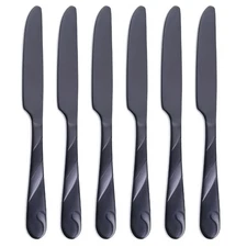 Black Dinner Knife Set 9.2-inch Stainless Steel Shiny Black Dinner Table Knif...
