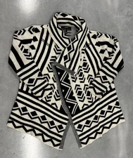 Forever 21 Women’s Western Aztec Knit Shawl Cardigan Open Front Sweater S