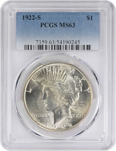 1922-S Peace Silver Dollar MS63 PCGS