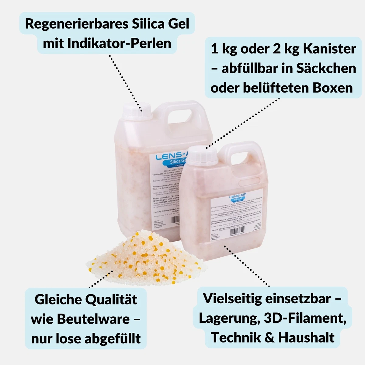 Silica Gel Orange 1kg regenerierbar - Trockenmittel mit Indikator zum Nachfüllen