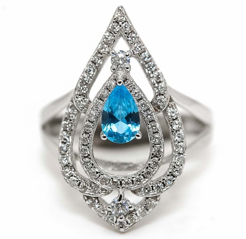 3CT Heat Treated Blue Topaz 925 Sterling Silver Ring Jewelry Sz 7 PC13-8