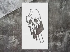 Ice Cream Skeleton Halloween Stencil for Creative Projects - StencilAir