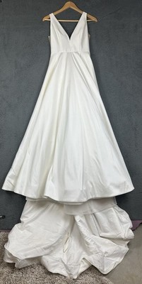 Jenny Yoo Channing Wedding Dress V-Neck A-Line Taffeta Gown White Size 6