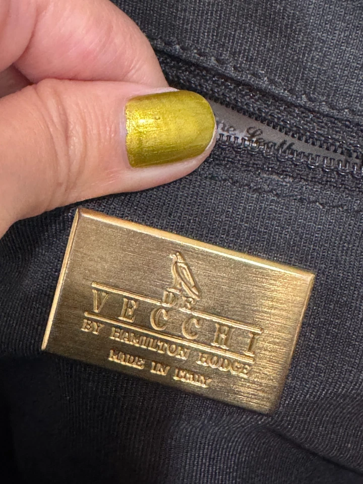 Bolso Bandolera De Vecchi by Hamilton Hodge Italiano Cuero Tejido De Colección Foto 4 de 4