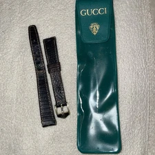 Gucci 13 MM Brown Leather Band - For 3000 L -  Gold Buckle
