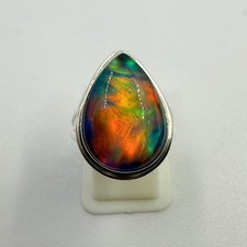 Lab Opal 925 Sterling Silver Ring Aurora Opal Doublet Solid Ring Fire Opal Ring