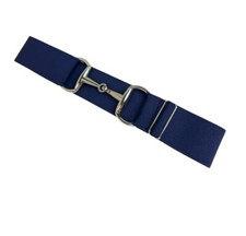 NEW Equestrian Elastic Snaffle Bit Belt - Navy with silver Snaffle bit buckle