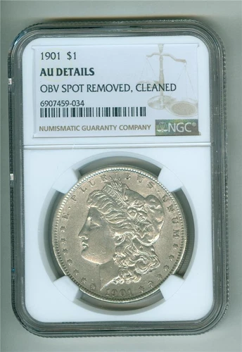 U.S. 1901 MORGAN DOLLAR NGC AU DETAILS OBV SPOT REMOVED, CLEANED SCARCE DATE