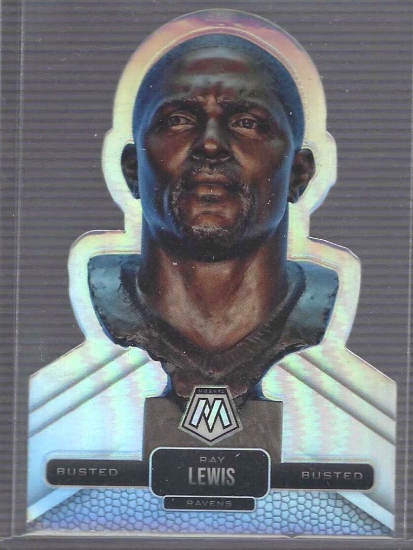 RAY LEWIS 2021 PANINI MOSAIC BUSTED SILVER PRIZM DIE CUT SSP CASE HIT #BU-1