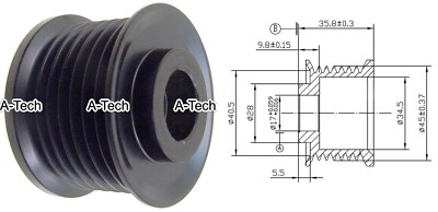 Alternator OVERDRIVE 45MM 7 GROOVE PULLEY fits Denso Nippondenso and ...