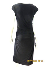  LAUREN RALPH LAUREN DRESS SZ 6 Poly/Spande Black Draped Square Neck Tunic Dress