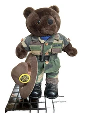 🌼United States Air Force 10” Brown Plush Bear In USAF Uniform With Hat