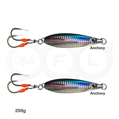 2pcs 200g Fishing Flat Fish Jig 7oz Speed Vertical butterfly Lure Black Anchovy