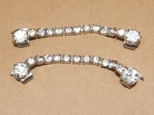 Vintage 50s Mid Century Single Strand Rhinestone Link DBL Pronged Shoe Clips 3"