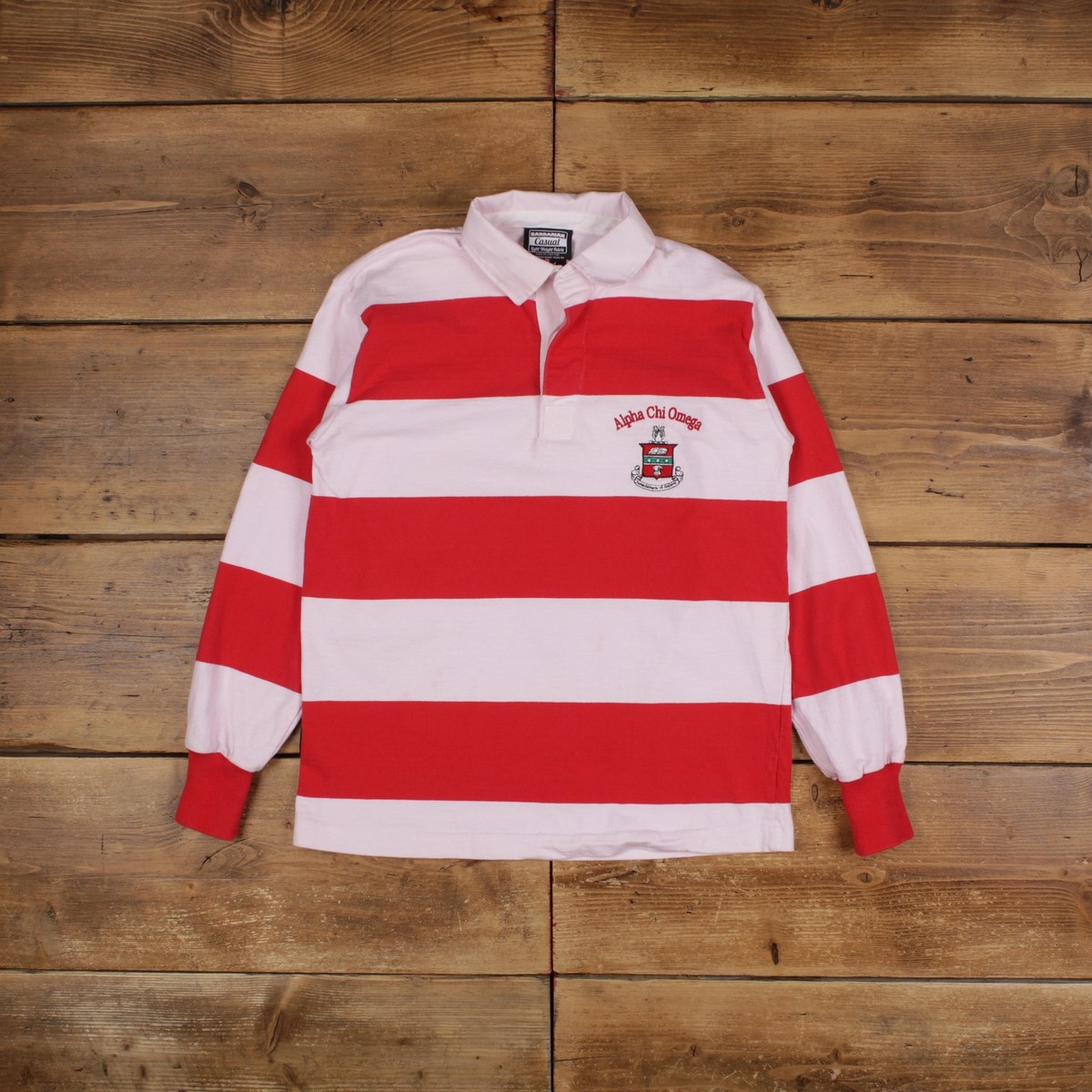 Vintage Rugby T Shirt Small Barbarian Long Sleeve Stripe Red Tee