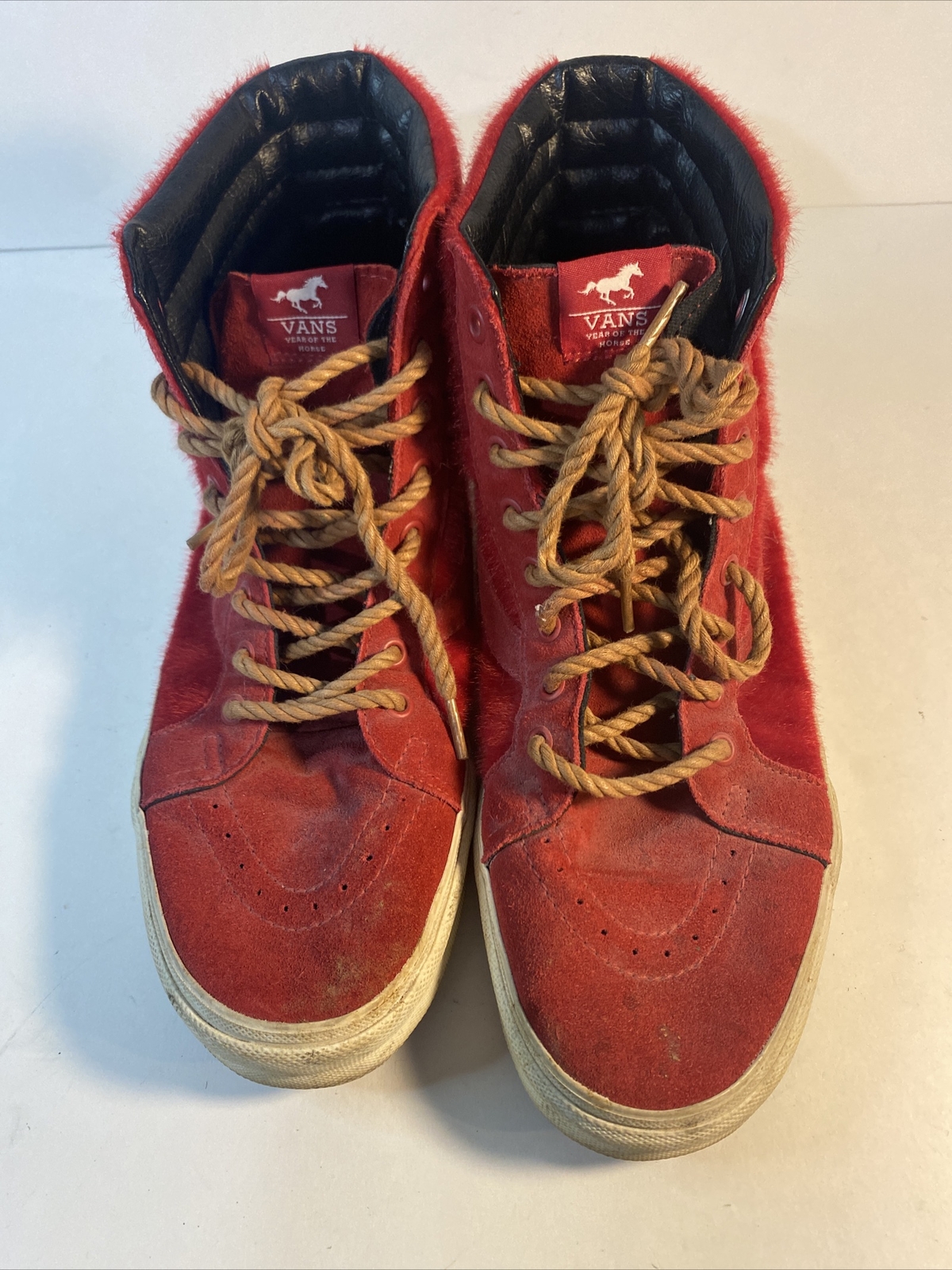 PONY Sneakers da uomo alte Vans Sk8 Anno del cavallo rosse e marroni taglia 12