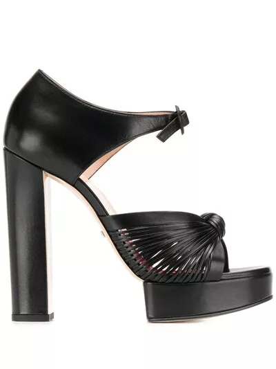 Sandales plates formes Crawford en cuir noir neuves GUCCI taille 40, 10 États Unis