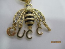 GUCCI ZIPPER PULL CHARM MATTE GOLD tone metal , CRYSTALS,  size 1.5 inch