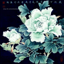 Chinese natural mulberry silk thread,su hand embroidery kits:green peony 8"