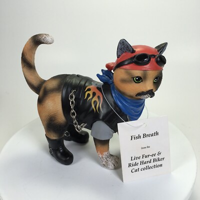 Hamilton Collection Fish Breath Live Fur-ee & Ride Hard Biker Cat Collection 