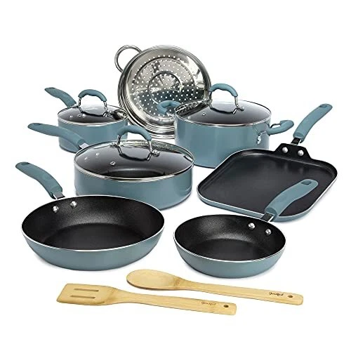 Goodful Premium Nonstick Pots and Pans Set, Diamond Reinforced Non-Stick Coating