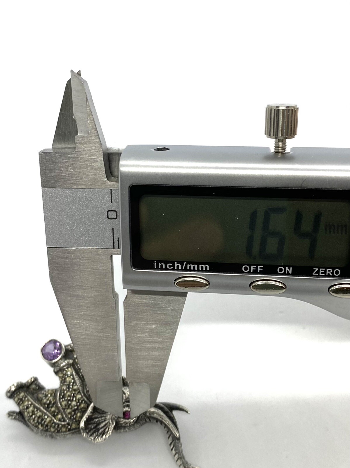 Vintage Sterling Silver Amethyst Ruby Marcasite E… - image 12