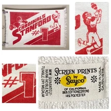Stanford University Cardinal Football Hand Towel Screen Print by Sayco USA Vtg