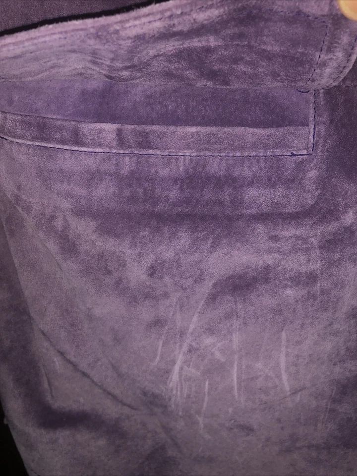 Nuevo Abrigo Grande Jessica Holbrook Púrpura Largo Medio Lavable Gamuza Foto 2 de 4