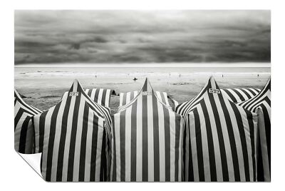 Schwarz & Weiß Strand Zelte Sommer Künstlerisches Poster Wandbild Wohndeko