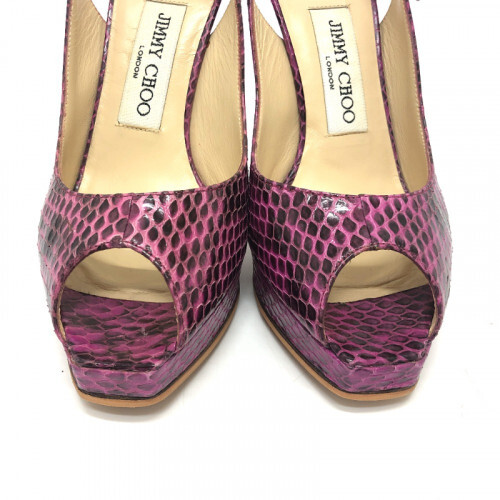 JIMMY CHOO Python Leather Slingback in Purple wit… - image 8