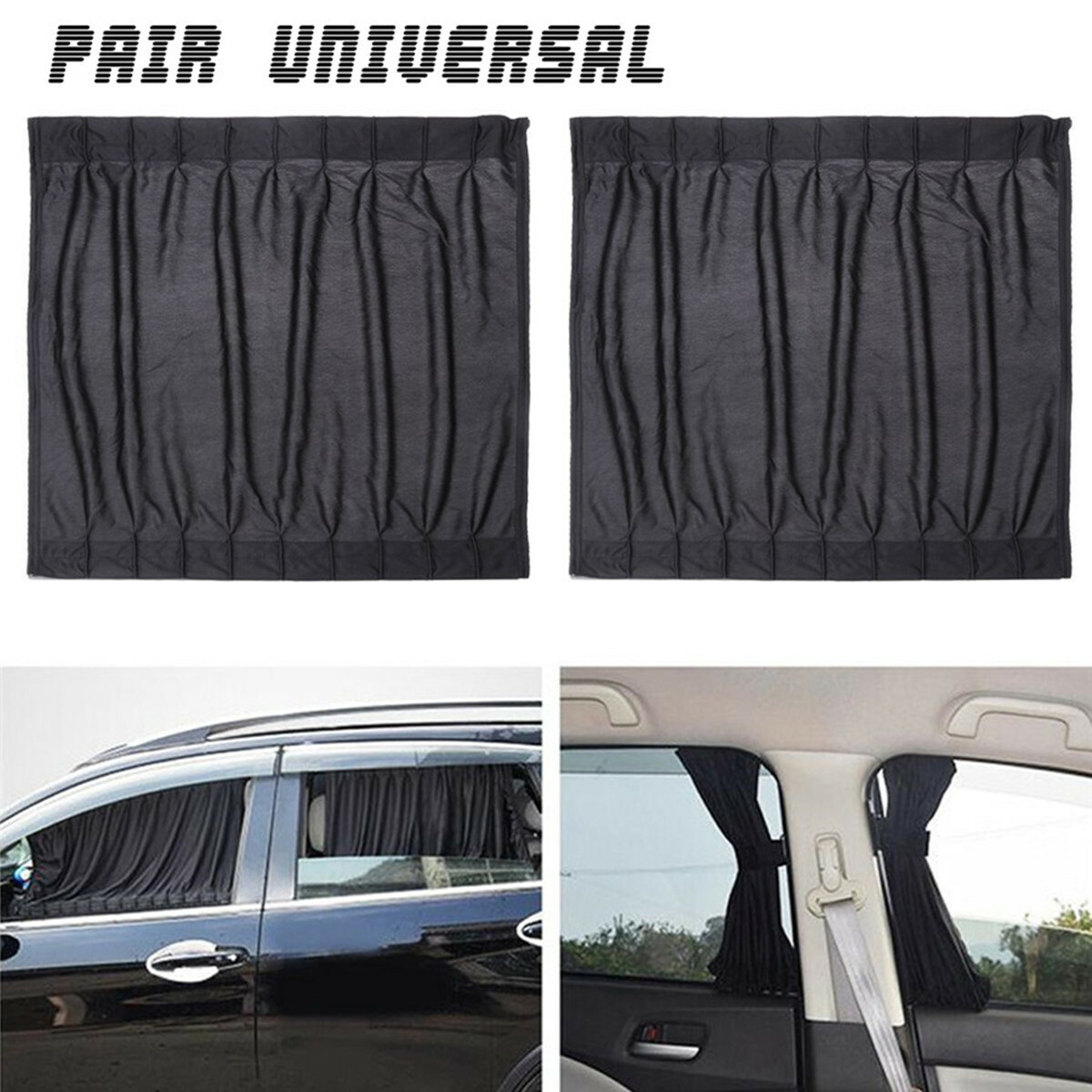 2PCS Vehicle Window Curtain Car Shade Privacy Sun Block Foldable UV Protection