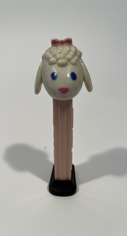 Pez vintage dispenser-no feet- lamb head with pink stem-Yugoslavia 3.9