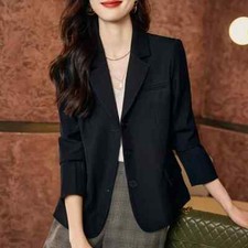 Giacca Tailleur Blazer Donna Spezzato Ufficio Slim Elegante Nero Bottoni 47557