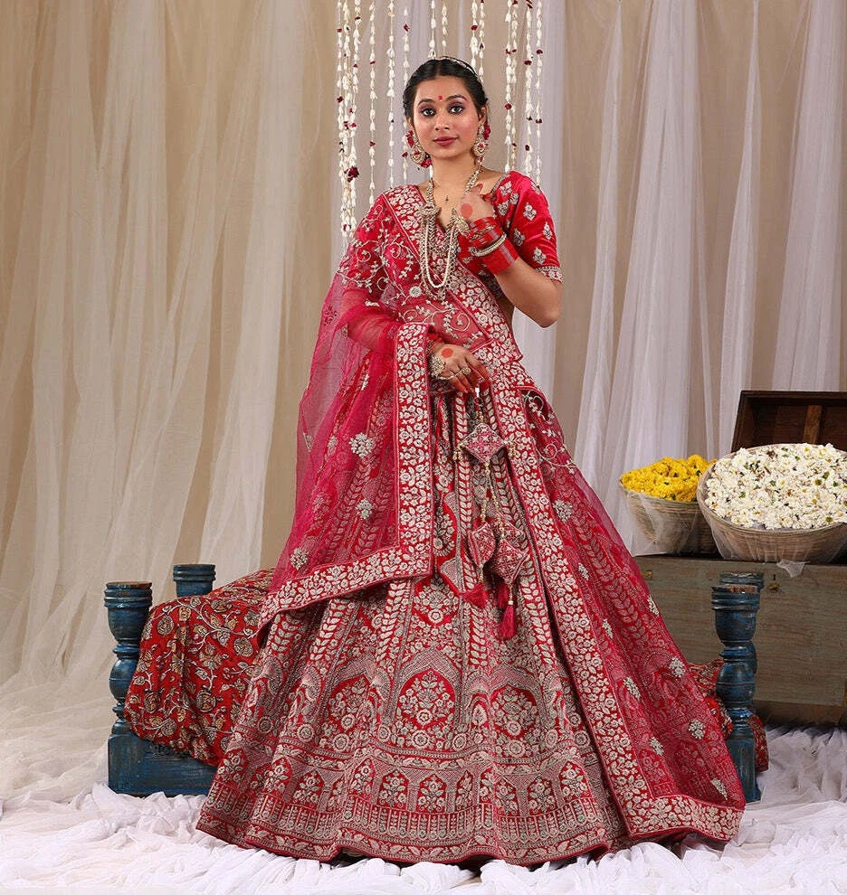 Traditional red wedding lehenga sale