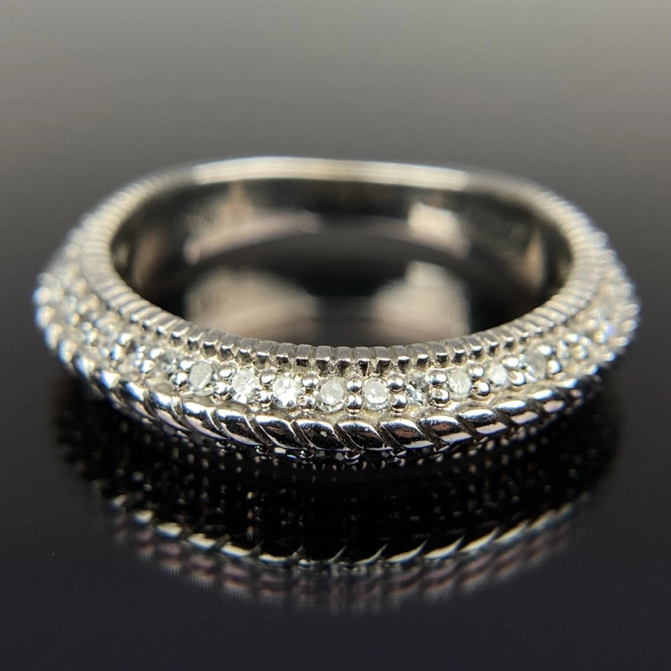 Judith Ripka 14k Diamond Band White Gold Ring Size 4.5 - Изображение 3 из 4