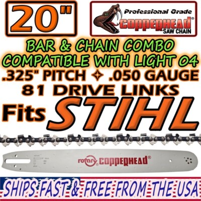 COPPERHEAD 20" BAR & SAW CHAIN for STIHL MS291 23RM3-81, 3003 008 3321 ...