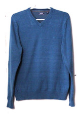 IZOD PULLOVER SWEATER men's size L teal blue sturdy cotton blend vee neck