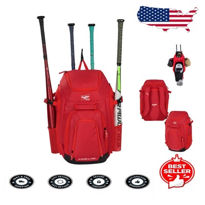 Scarlet Player's Backpack with Dedicated Glove and Bat Storage - 22.5'' High